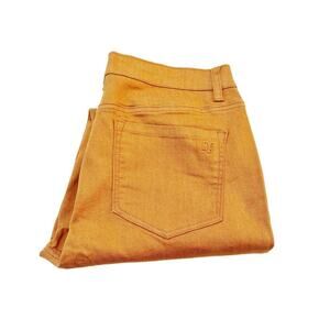 Diane Gilman Mustard Yellow Denim Jeans Straight Leg Zip Fly NWT Size 12